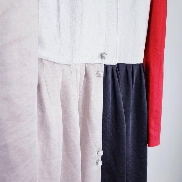 REJINA PYO Dress MEDIUM Black Red Satin Maxi‎ Patchwork Kaftan Tent NWT $1,295 - Picture 9 of 14